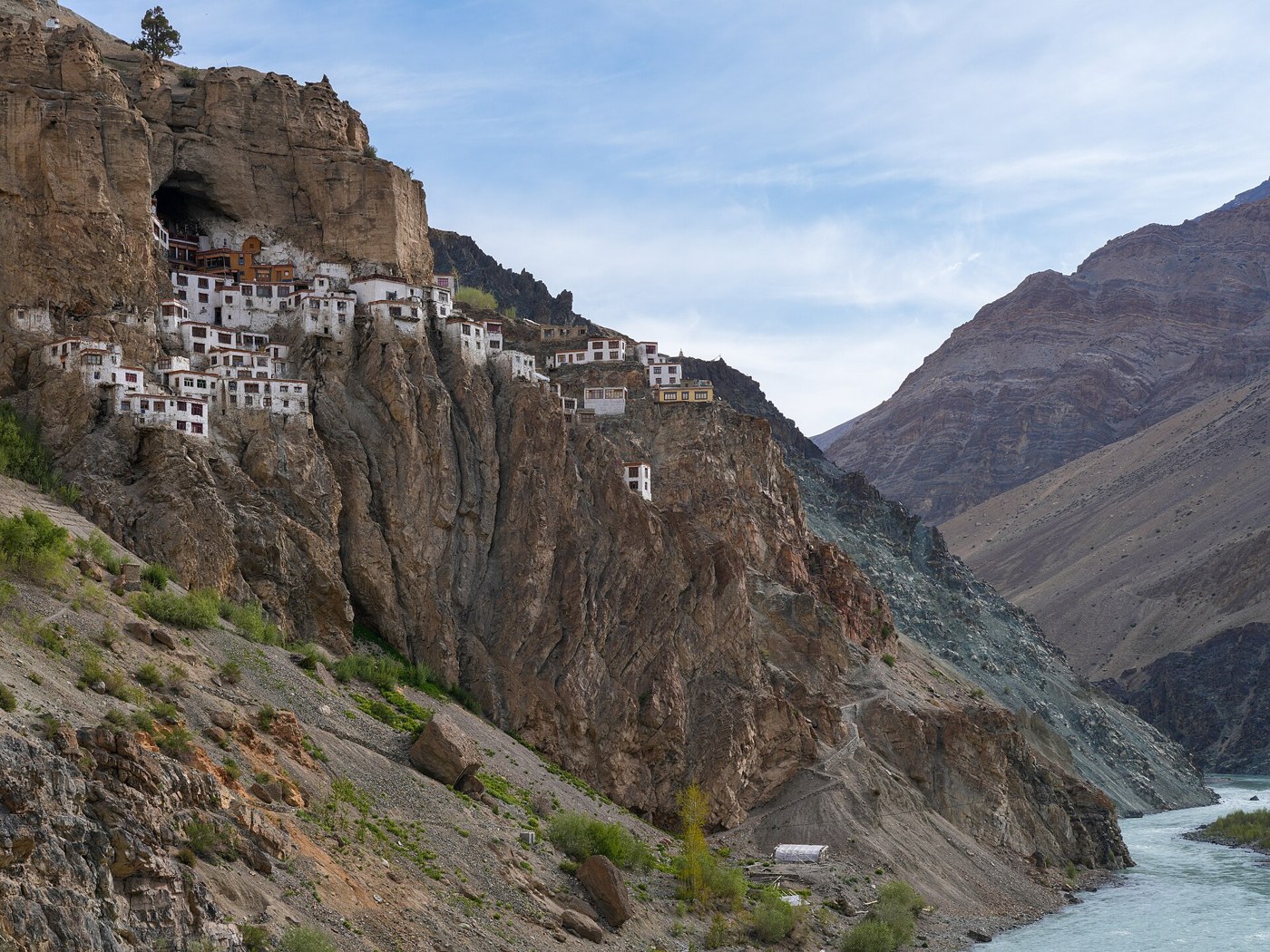 Phuktal Monastery above the Tsarap River in the rugged mountains of Zanskar